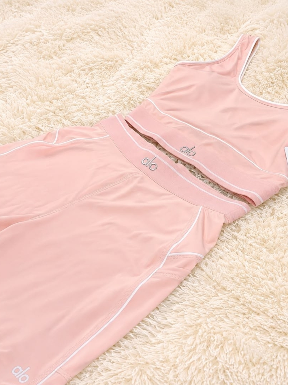 ALO Yoga Pink Seamless Racerback Sports Bra & Skirt Set